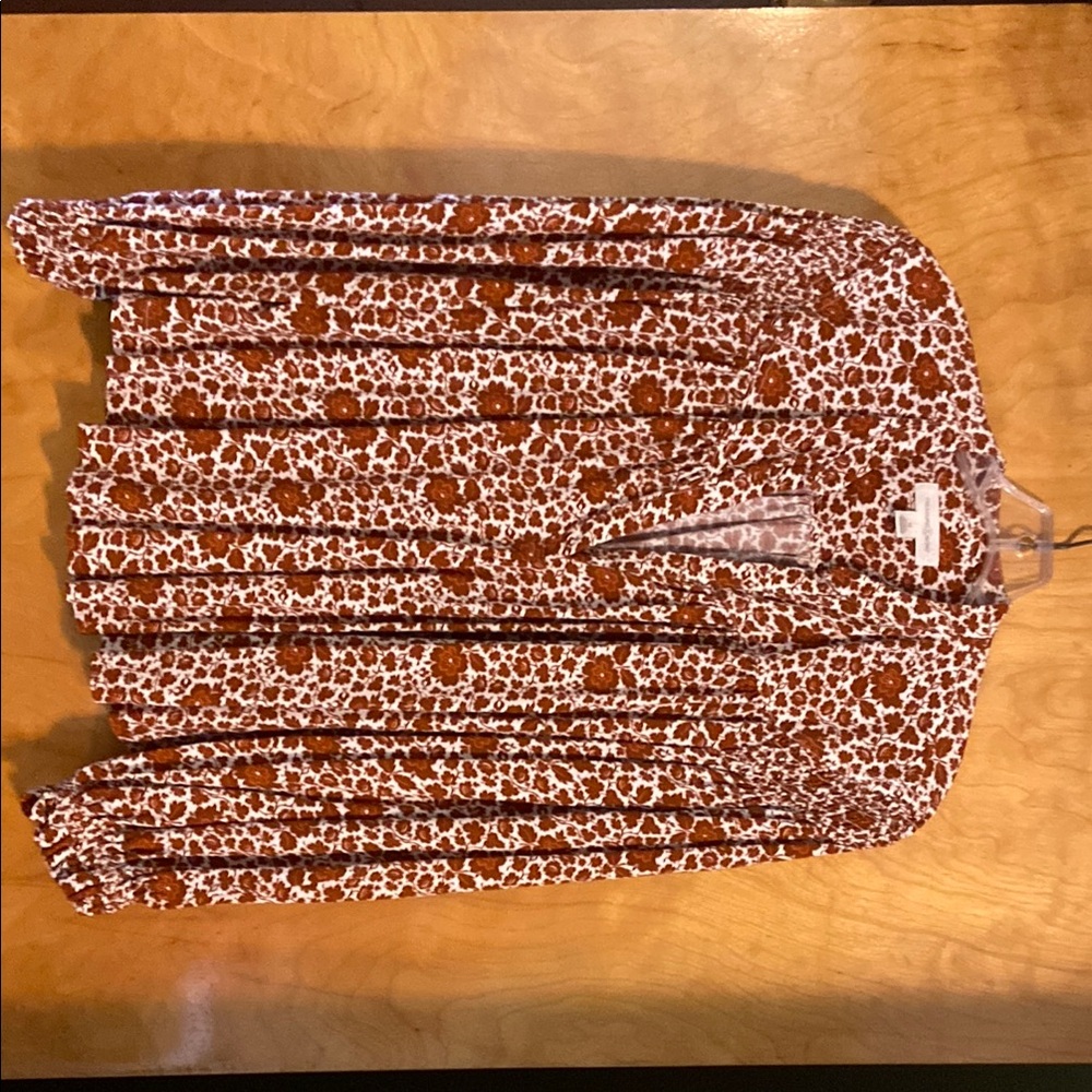 Treasure & Bond Floral Blouse in Brown and White